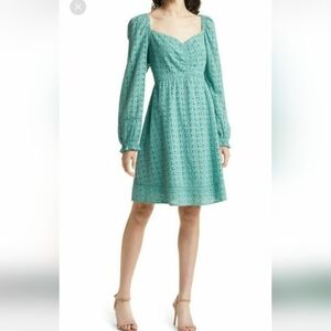 Chelsea28 Green Cotton Eyelet Dress. Size Small